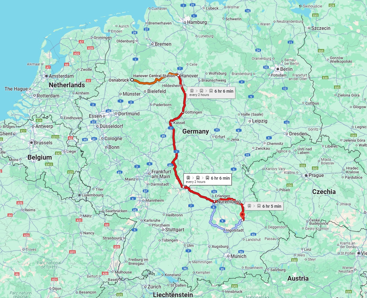 Anreise von Osnabrück Zu Regensburg Über 