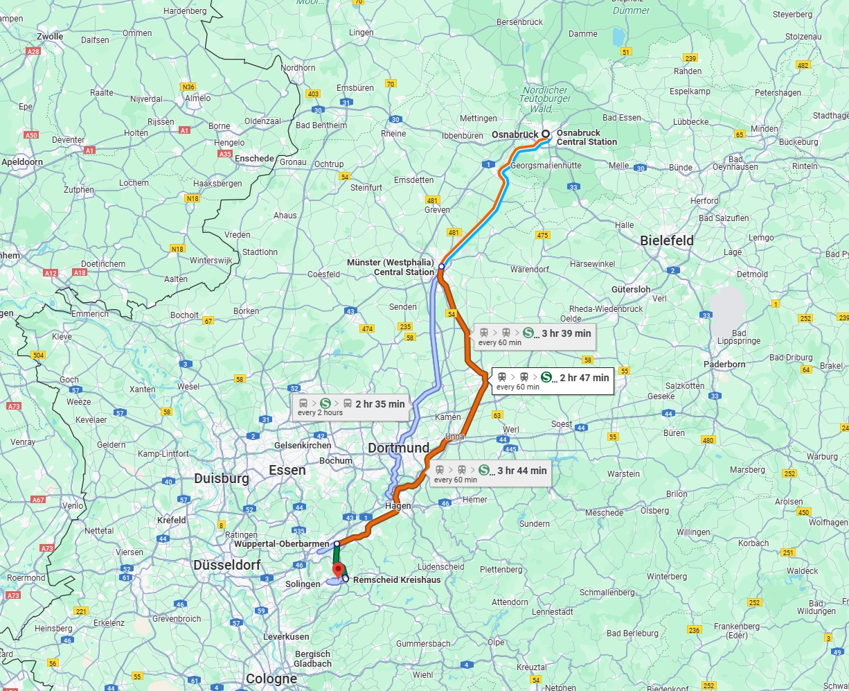 Anreise von Osnabrück Zu Remscheid Über 