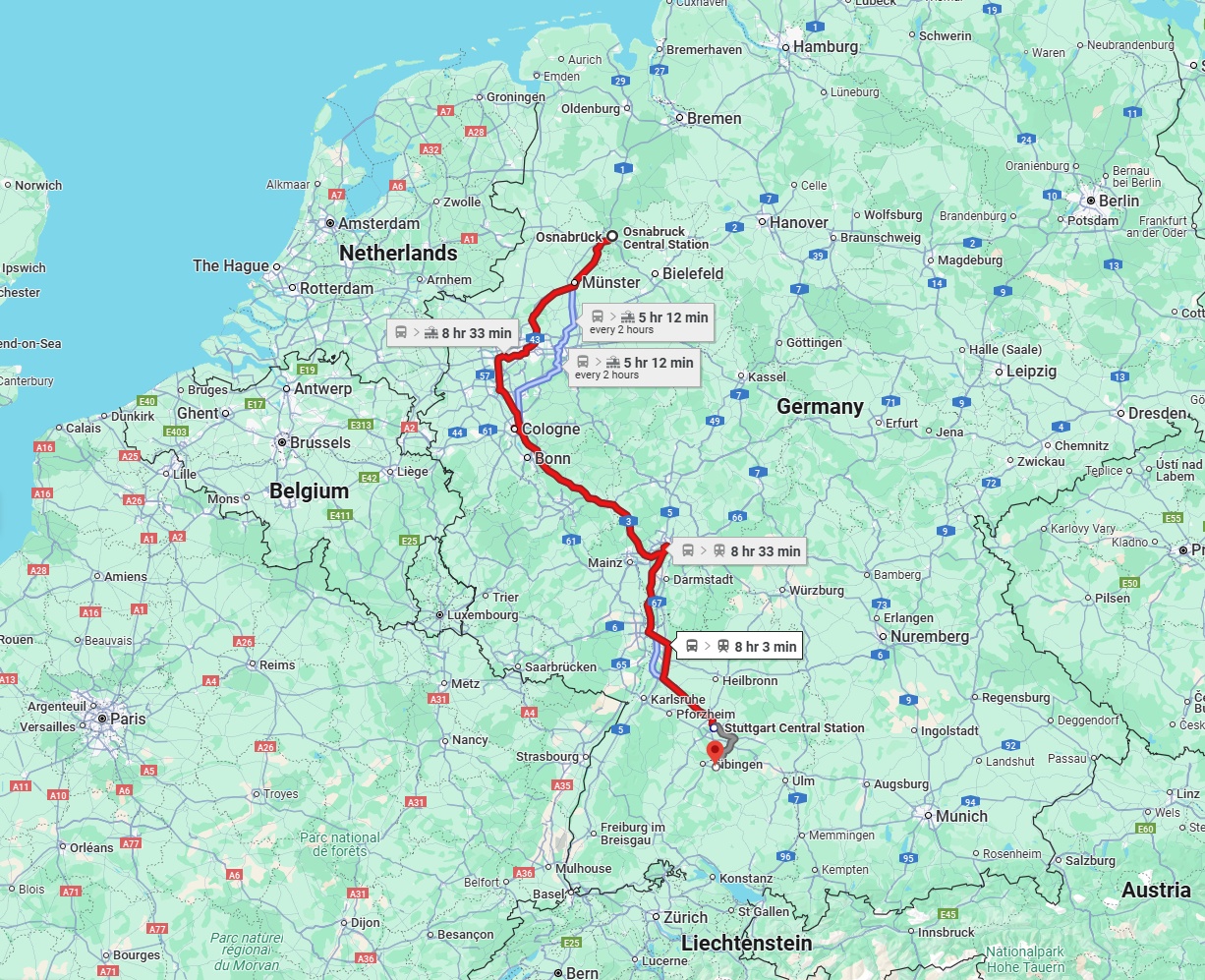 Anreise von Osnabrück Zu Reutlingen Über 