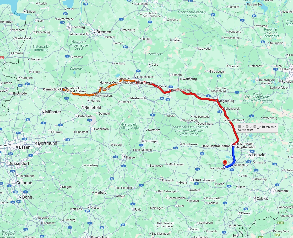 Anreise von Osnabrück Zu Saale Über 