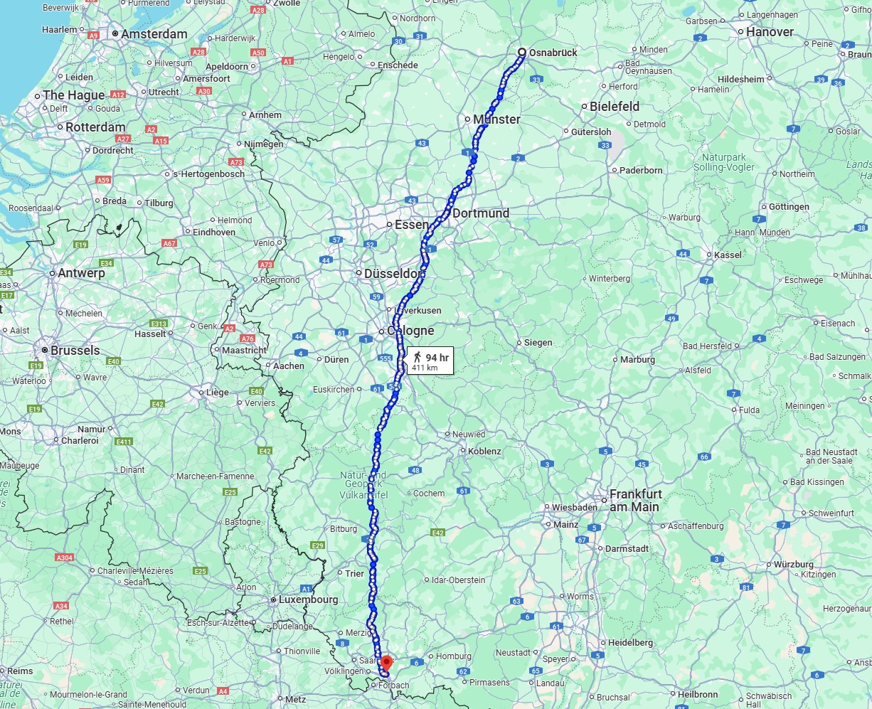 Anreise von Osnabrück Zu Saarbrücken Über 
