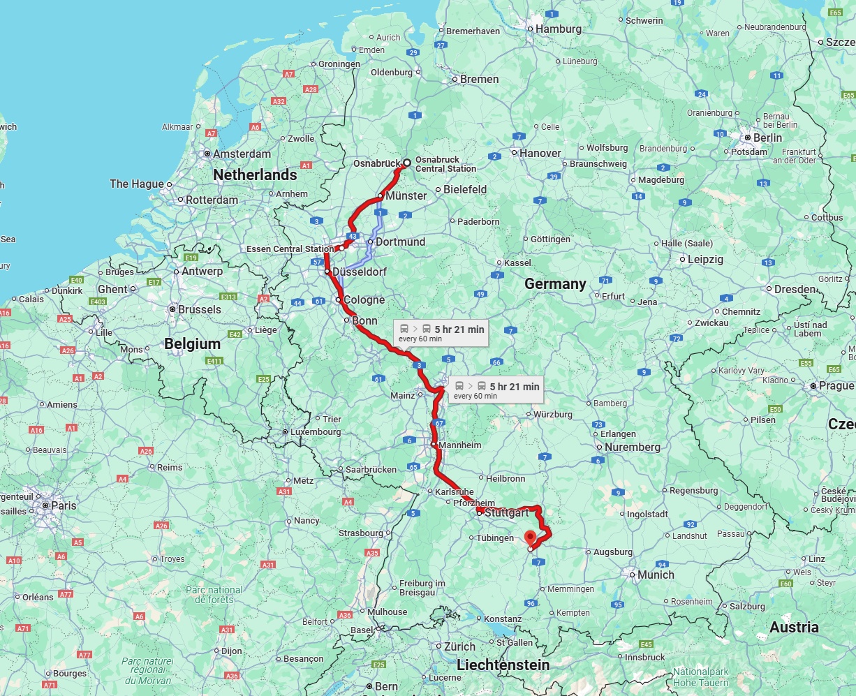 Anreise von Osnabrück Zu Ulm Über 