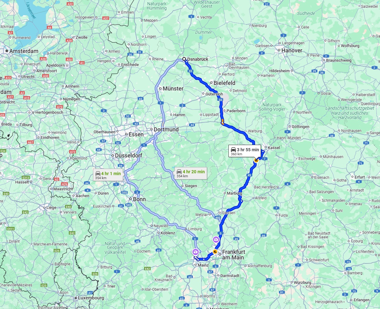 Anreise von Osnabrück Zu Wiesbaden Über via A33