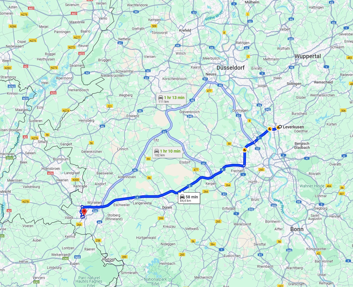 Anreise von Leverkusen Zu Aachen Über via A4
