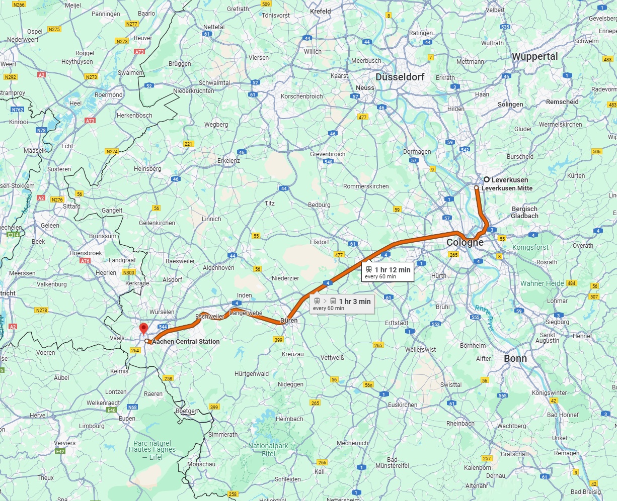 Anreise von Leverkusen Zu Aachen Über 