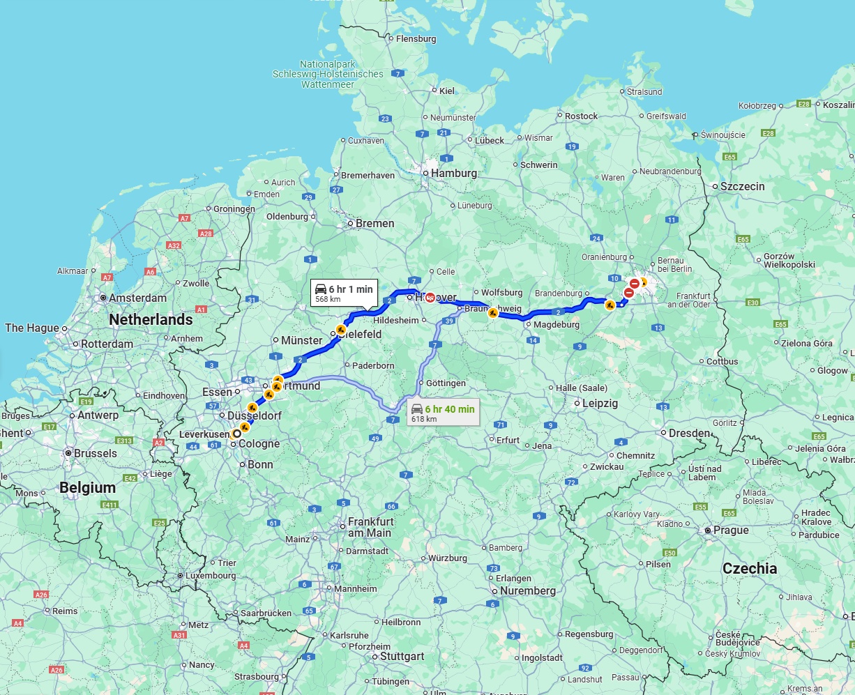 Anreise von Leverkusen Zu Berlin Über via A2