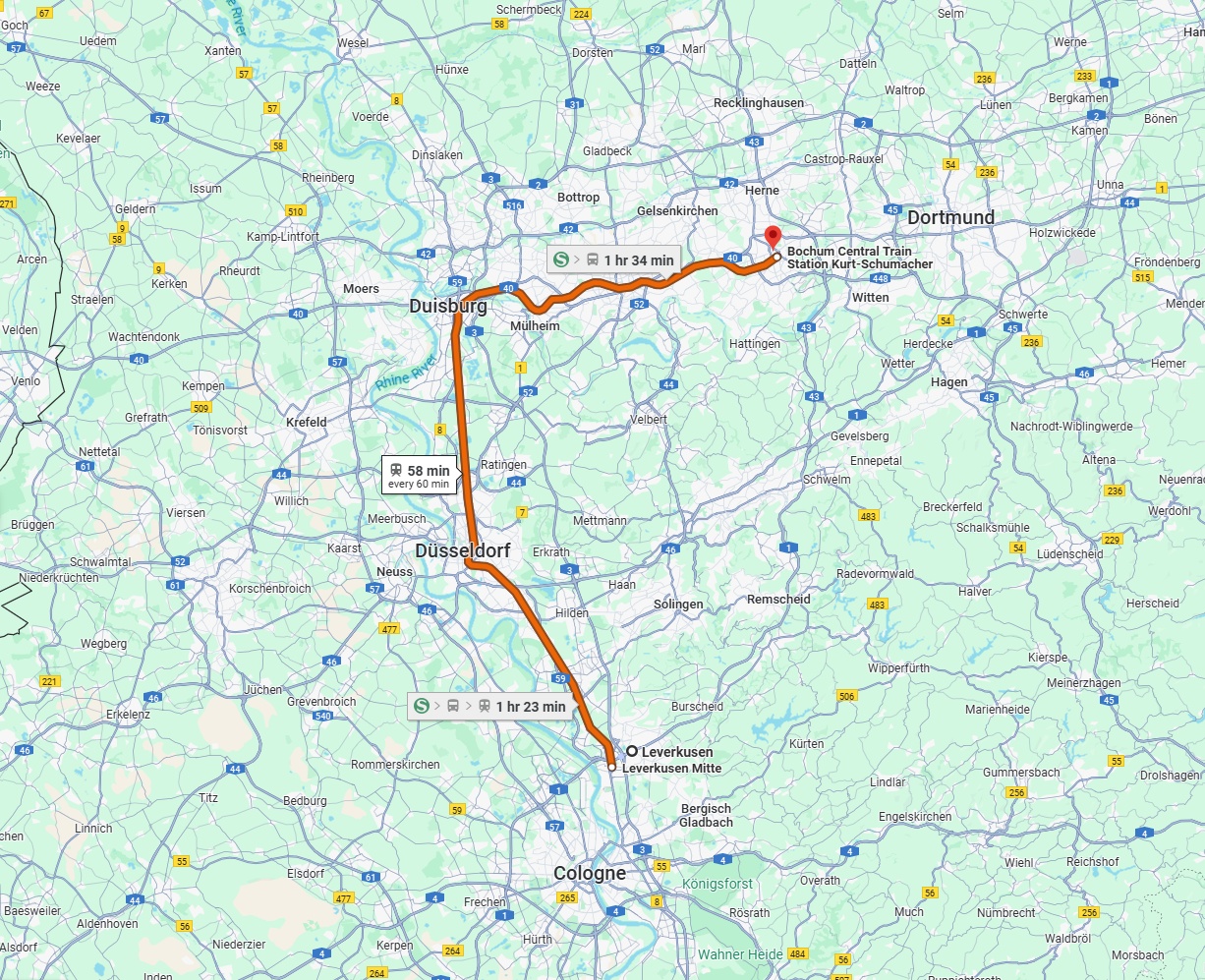 Anreise von Leverkusen Zu Bochum Über 