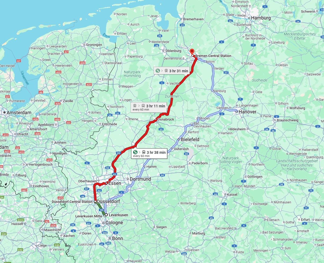 Anreise von Leverkusen Zu Bremen Über 
