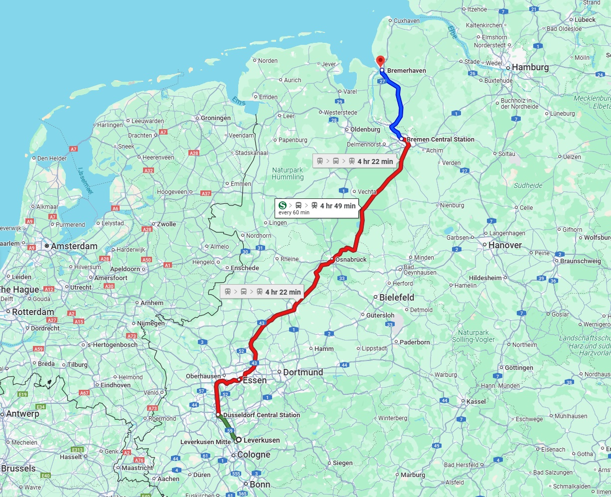 Anreise von Leverkusen Zu Bremerhaven Über 