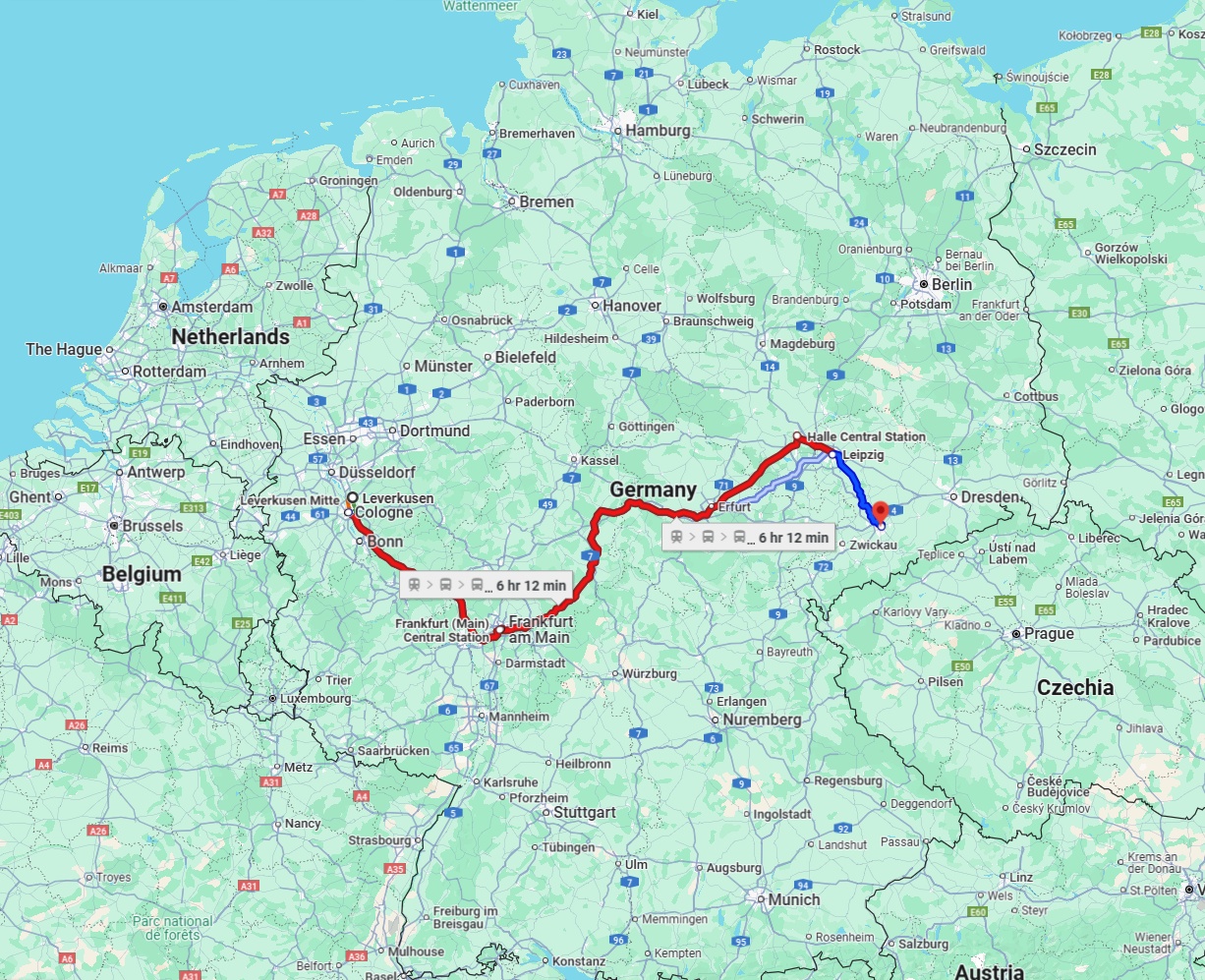 Anreise von Leverkusen Zu Chemnitz Über 