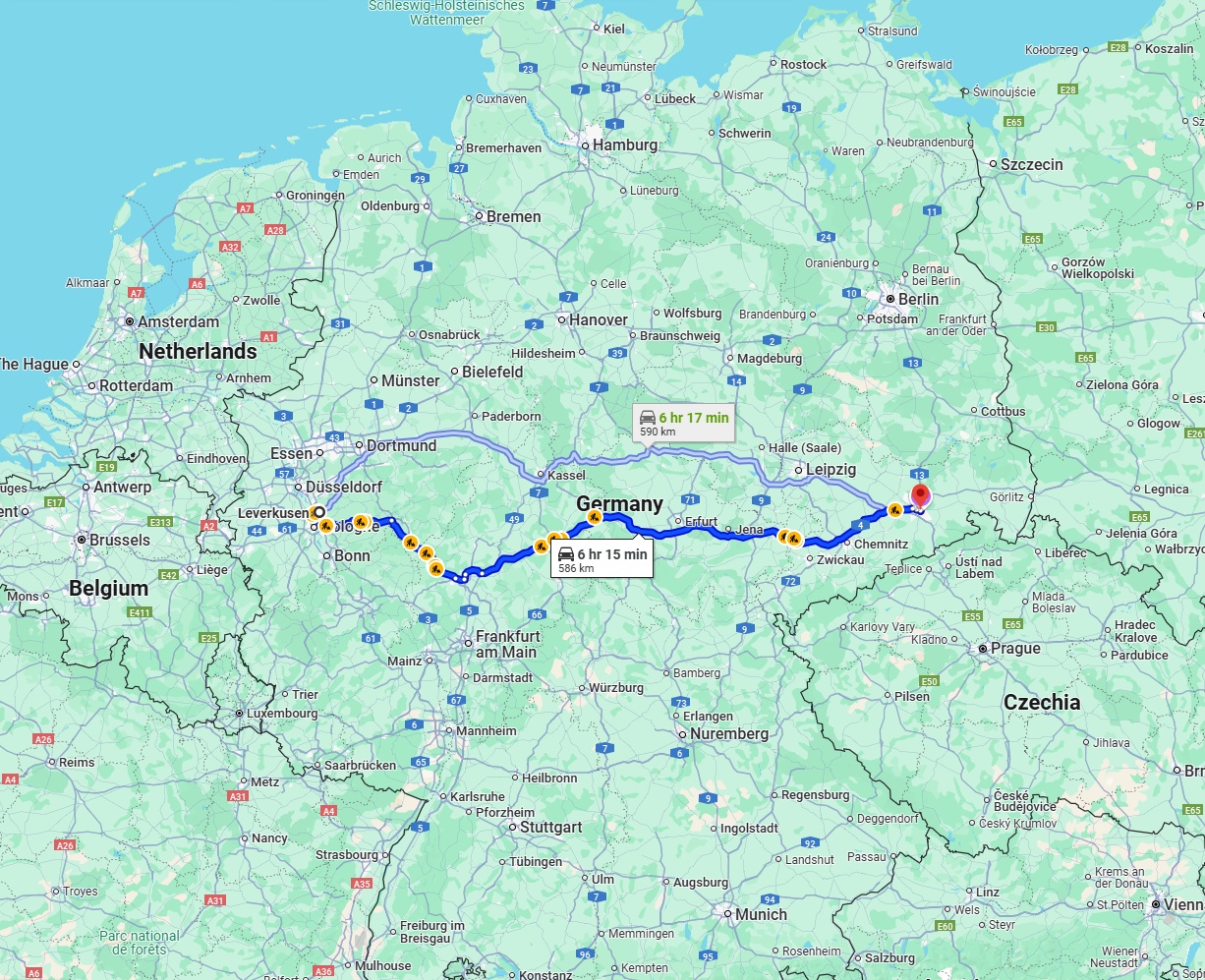 Anreise von Leverkusen Zu Dresden Über via A4