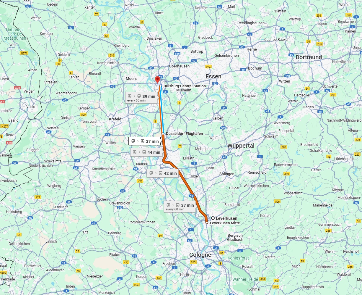 Anreise von Leverkusen Zu Duisburg Über 