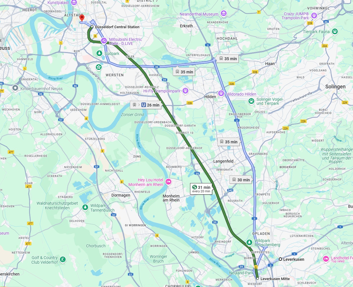 Anreise von Leverkusen Zu Düsseldorf Über 