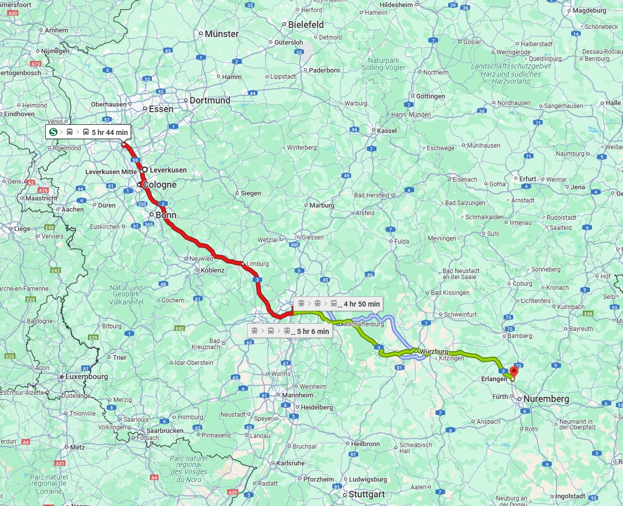 Anreise von Leverkusen Zu Erlangen Über 