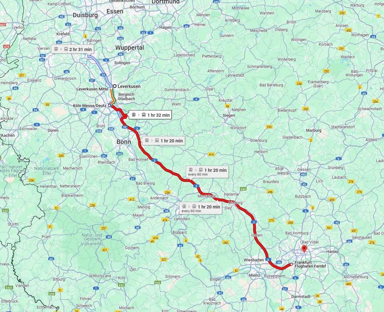 Anreise von Leverkusen Zu Frankfurt am Main Über 