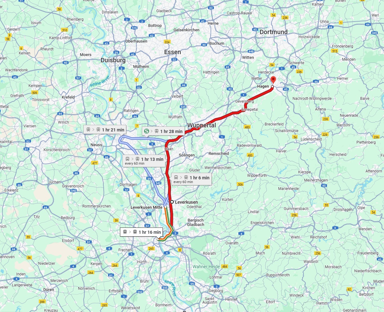 Anreise von Leverkusen Zu Hagen Über 
