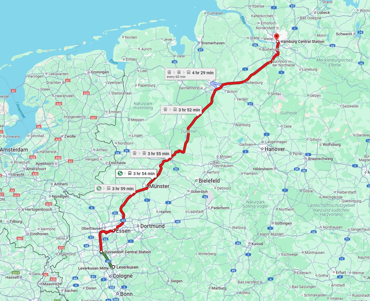 Anreise von Leverkusen Zu Hamburg Über 