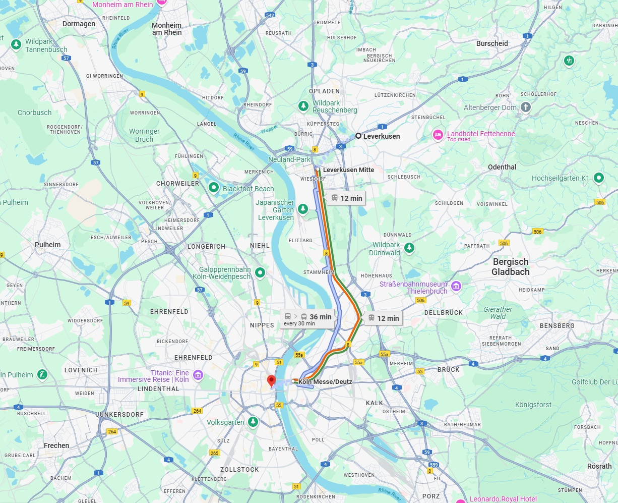 Anreise von Leverkusen Zu Köln Über 