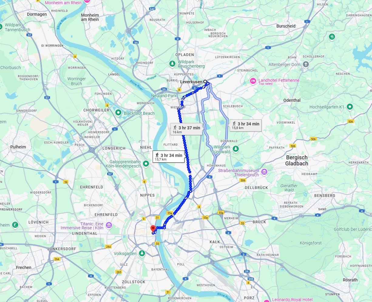 Anreise von Leverkusen Zu Köln Über 