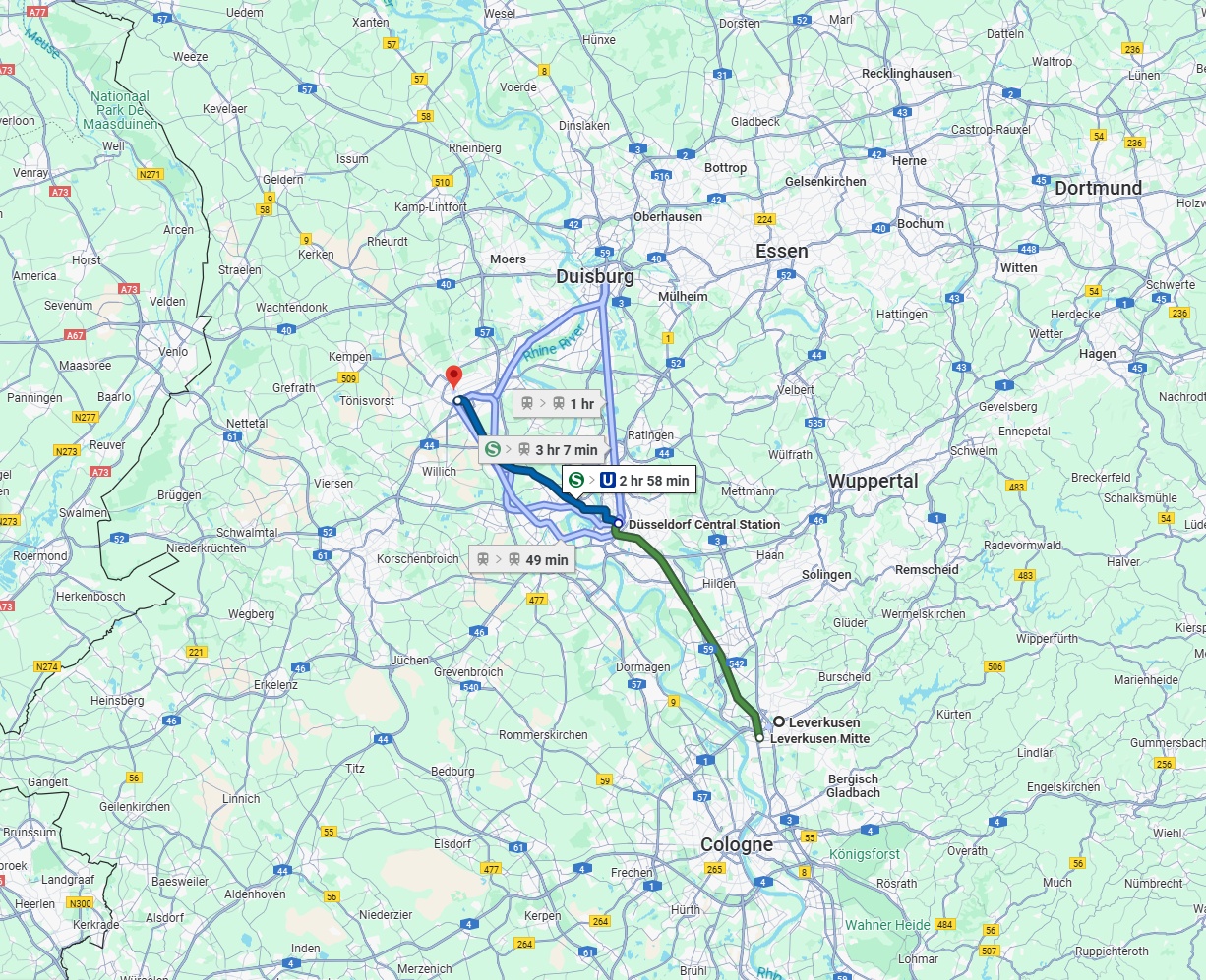 Anreise von Leverkusen Zu Krefeld Über 