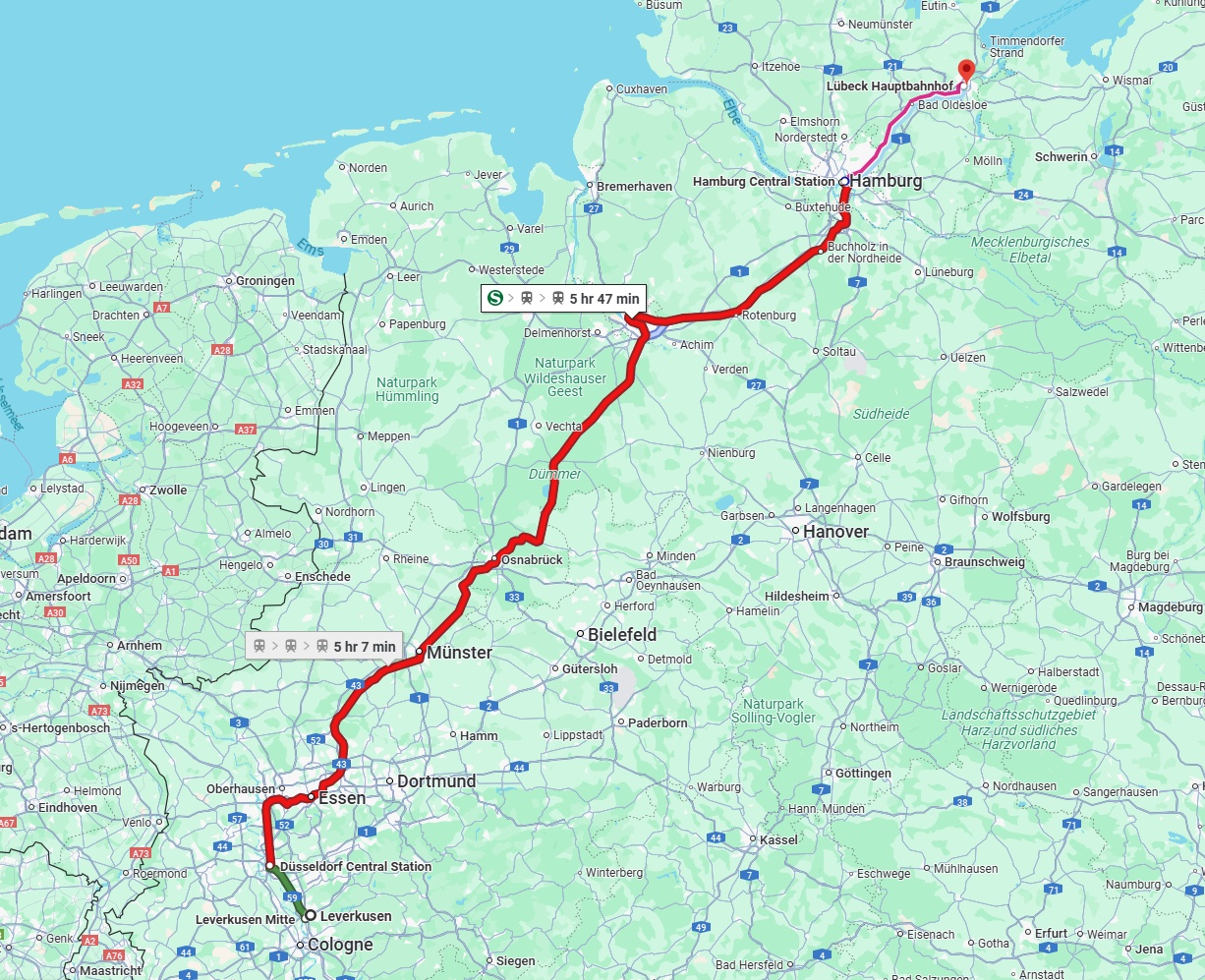 Anreise von Leverkusen Zu Lübeck Über 