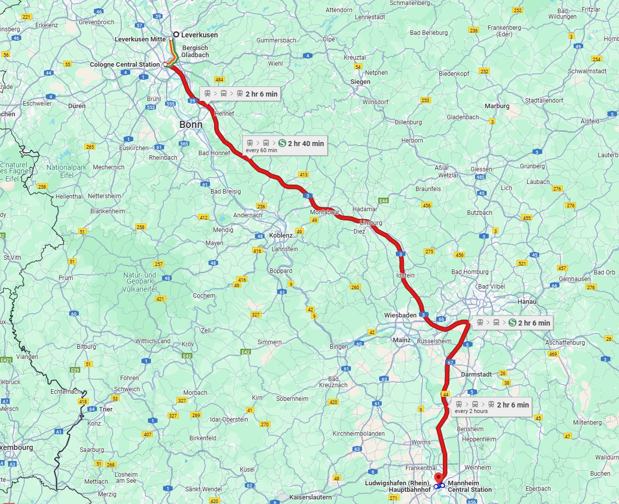 Anreise von Leverkusen Zu Ludwigshafen am Rhein Über 
