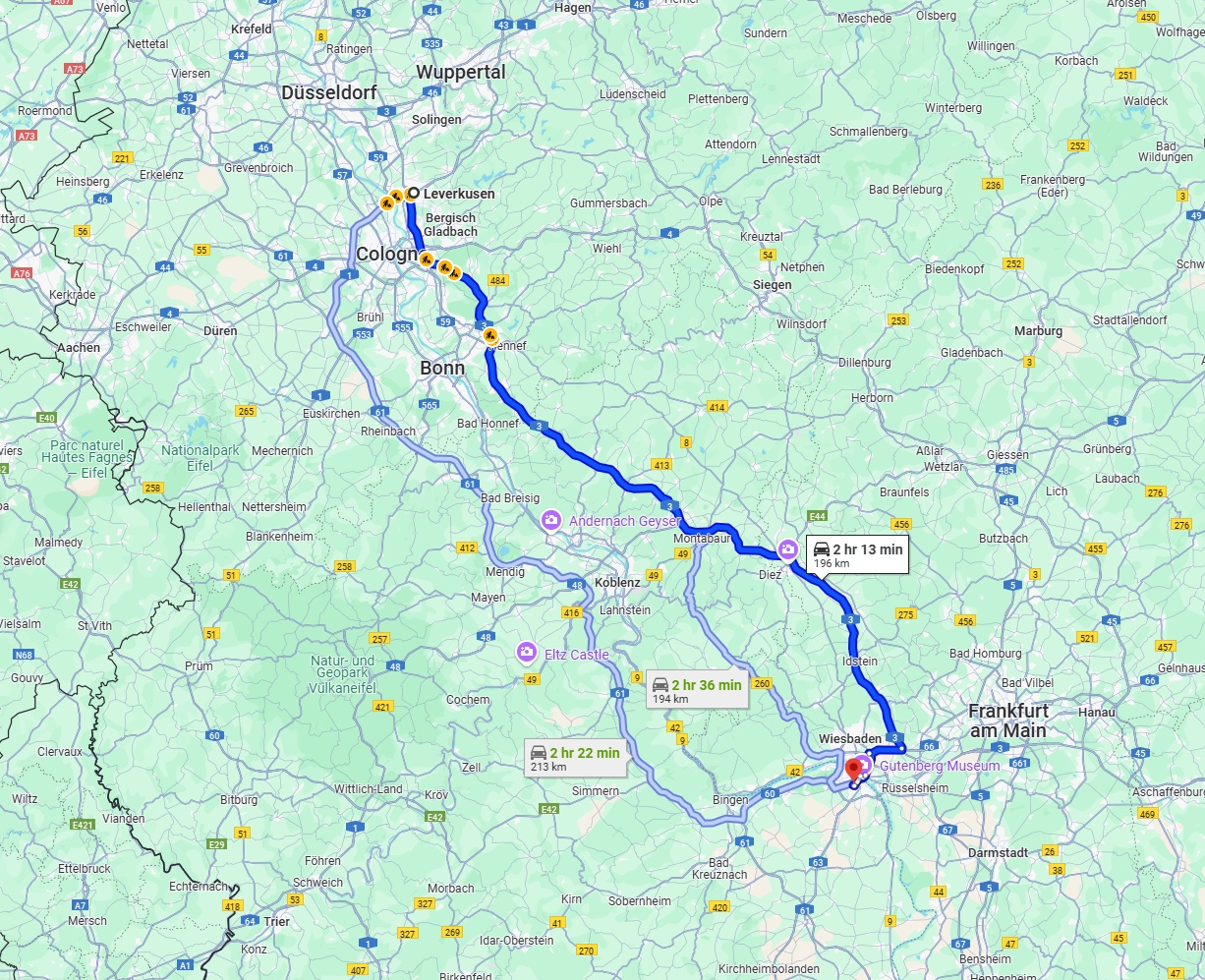 Anreise von Leverkusen Zu Mainz Über via A3