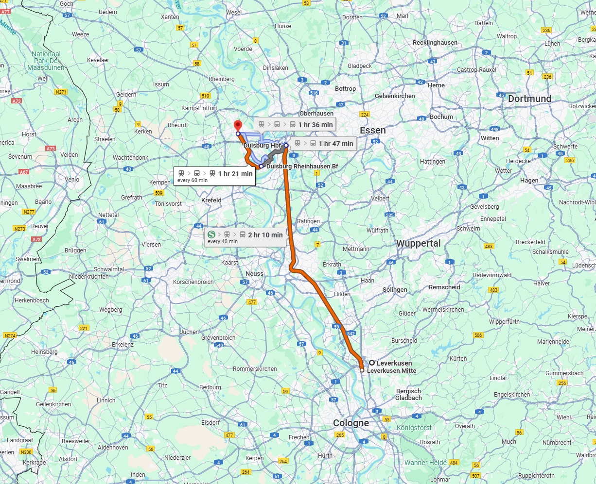 Anreise von Leverkusen Zu Moers Über 