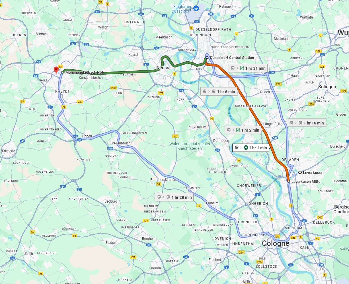 Anreise von Leverkusen Zu Mönchengladbach Über 