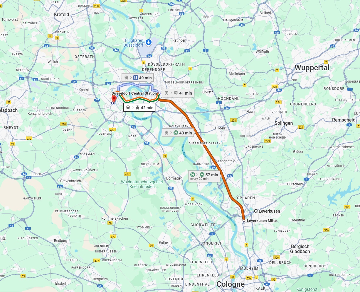 Anreise von Leverkusen Zu Neuss Über 