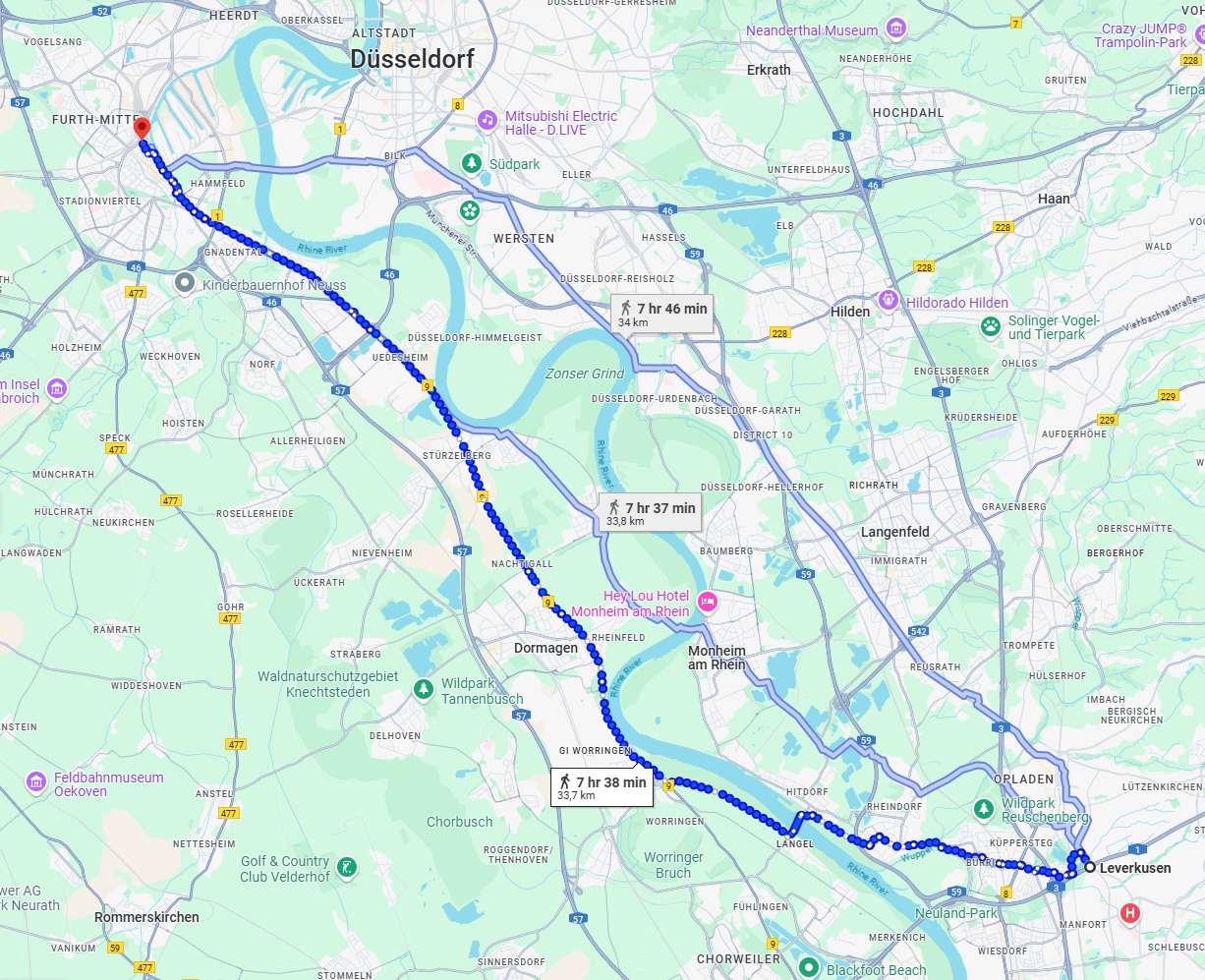 Anreise von Leverkusen Zu Neuss Über 