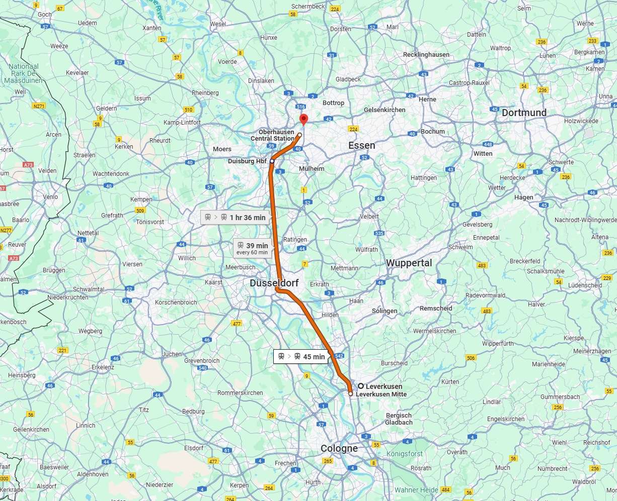 Anreise von Leverkusen Zu Oberhausen Über 