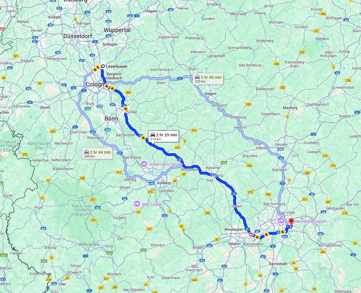 Anreise von Leverkusen Zu Offenbach am Main Über via A3
