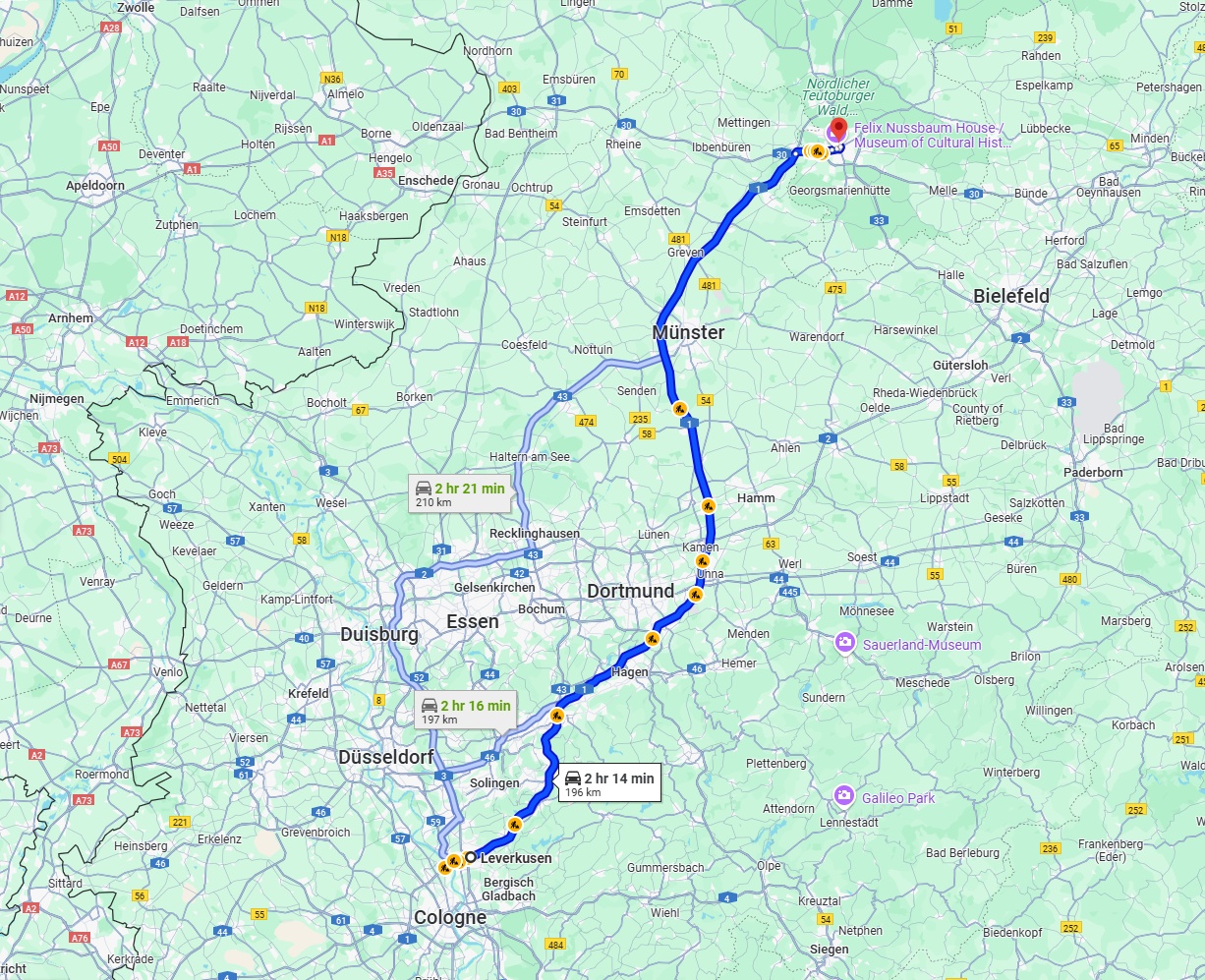 Anreise von Leverkusen Zu Osnabrück Über via A1