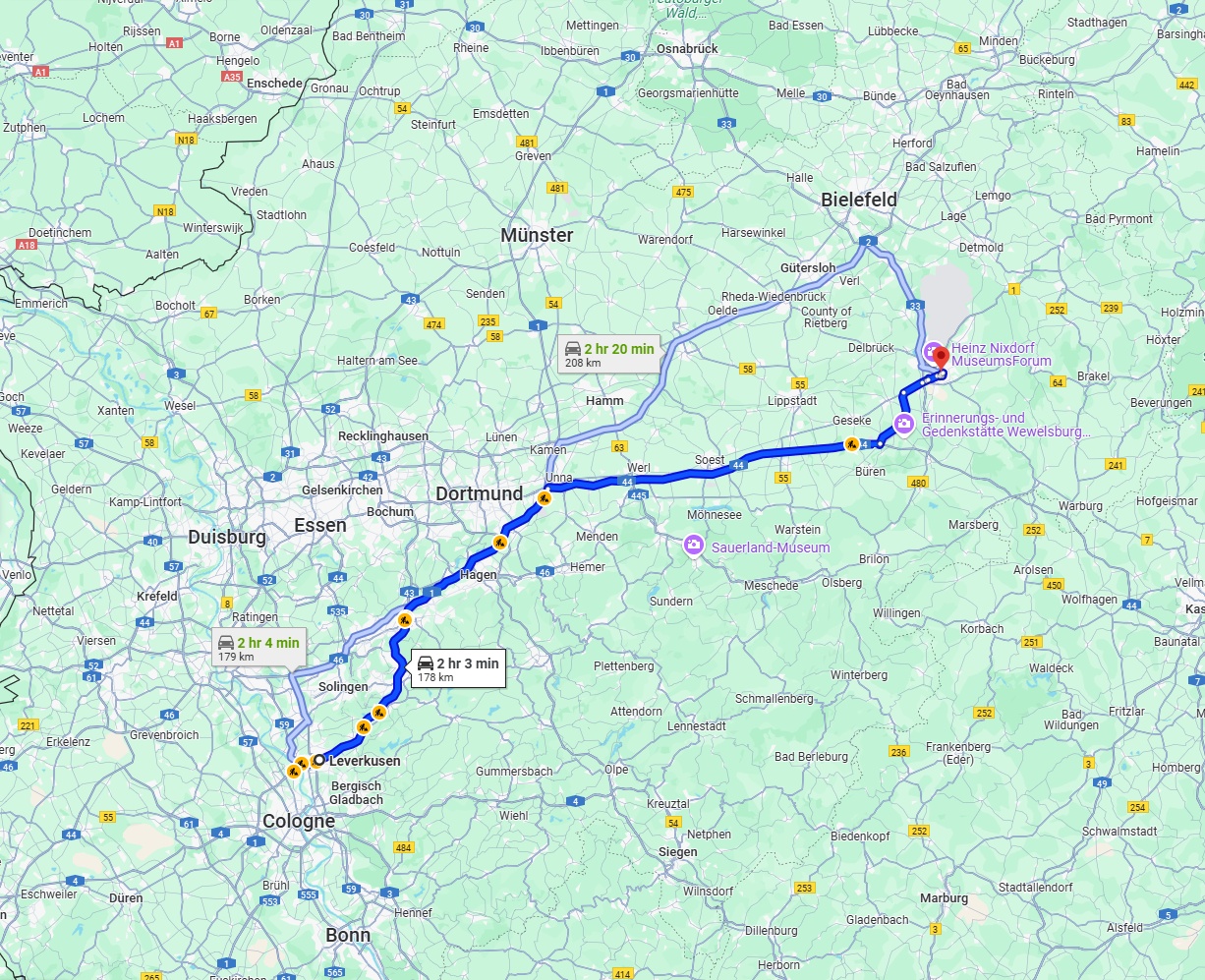 Anreise von Leverkusen Zu Paderborn Über via A1 and A44