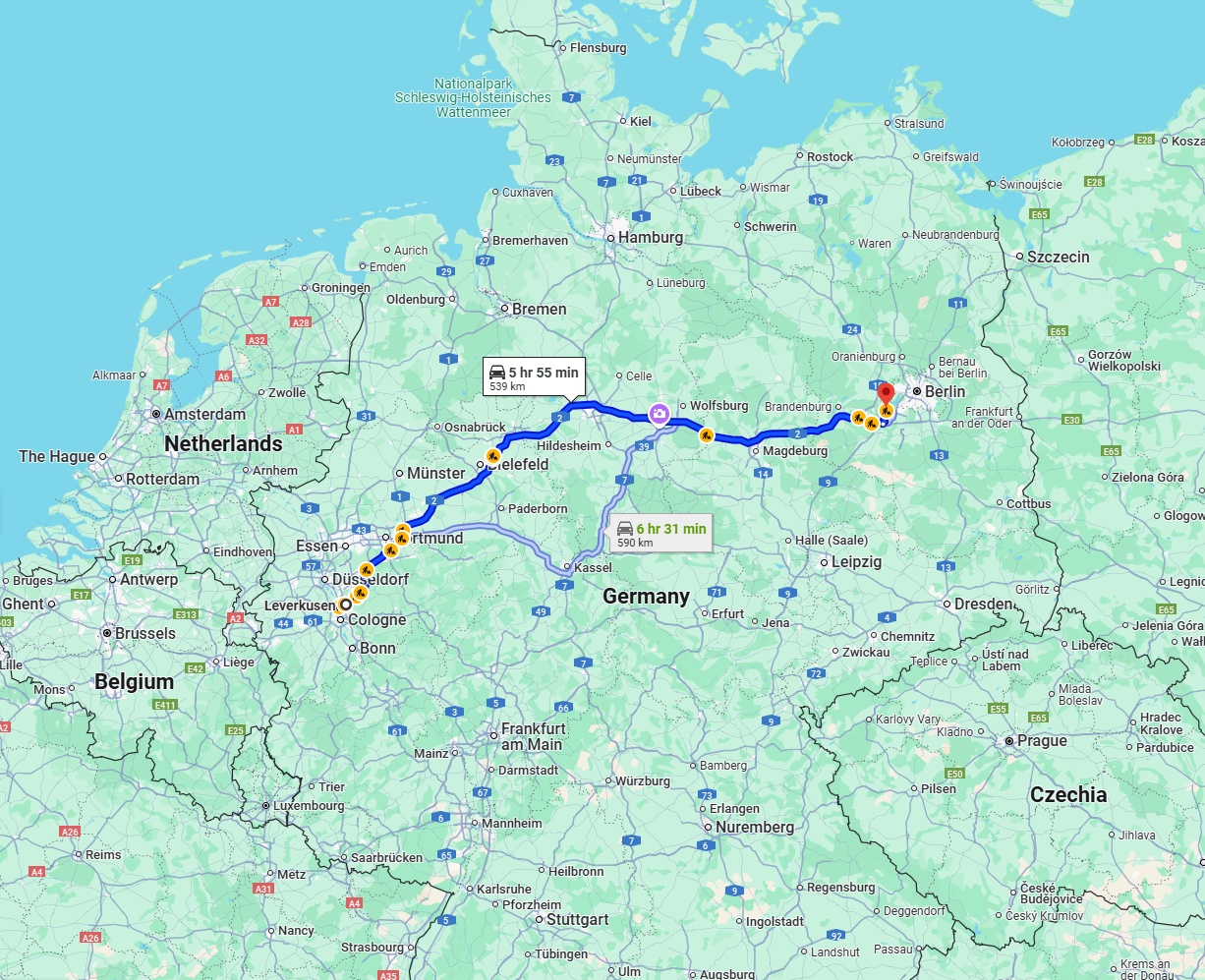 Anreise von Leverkusen Zu Potsdam Über via A2