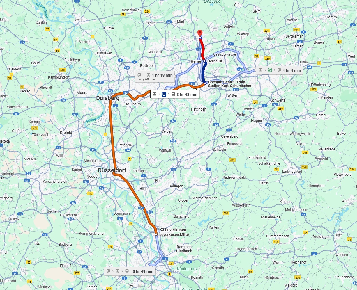 Anreise von Leverkusen Zu Recklinghausen Über 
