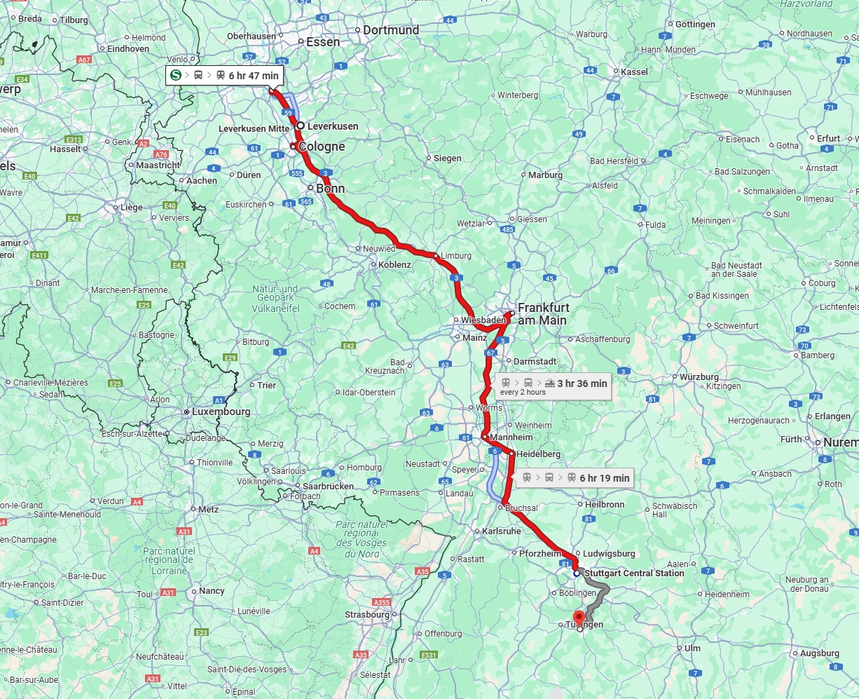 Anreise von Leverkusen Zu Reutlingen Über 