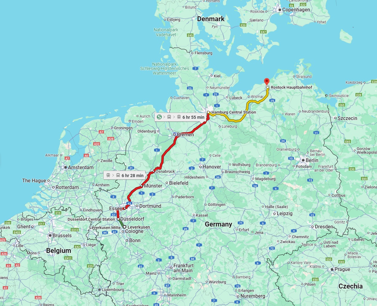 Anreise von Leverkusen Zu Rostock Über 