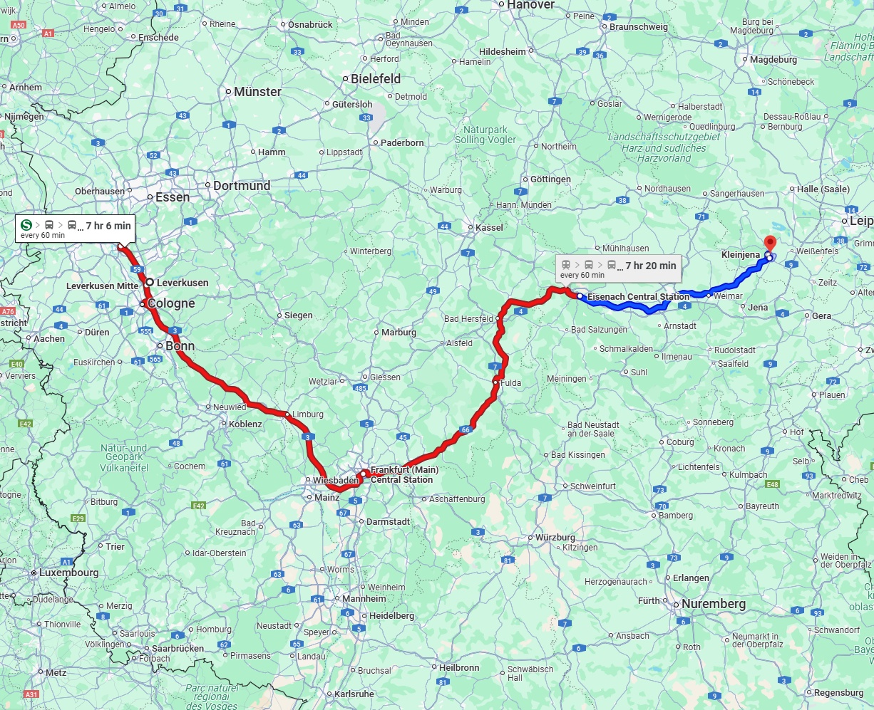 Anreise von Leverkusen Zu Saale Über 
