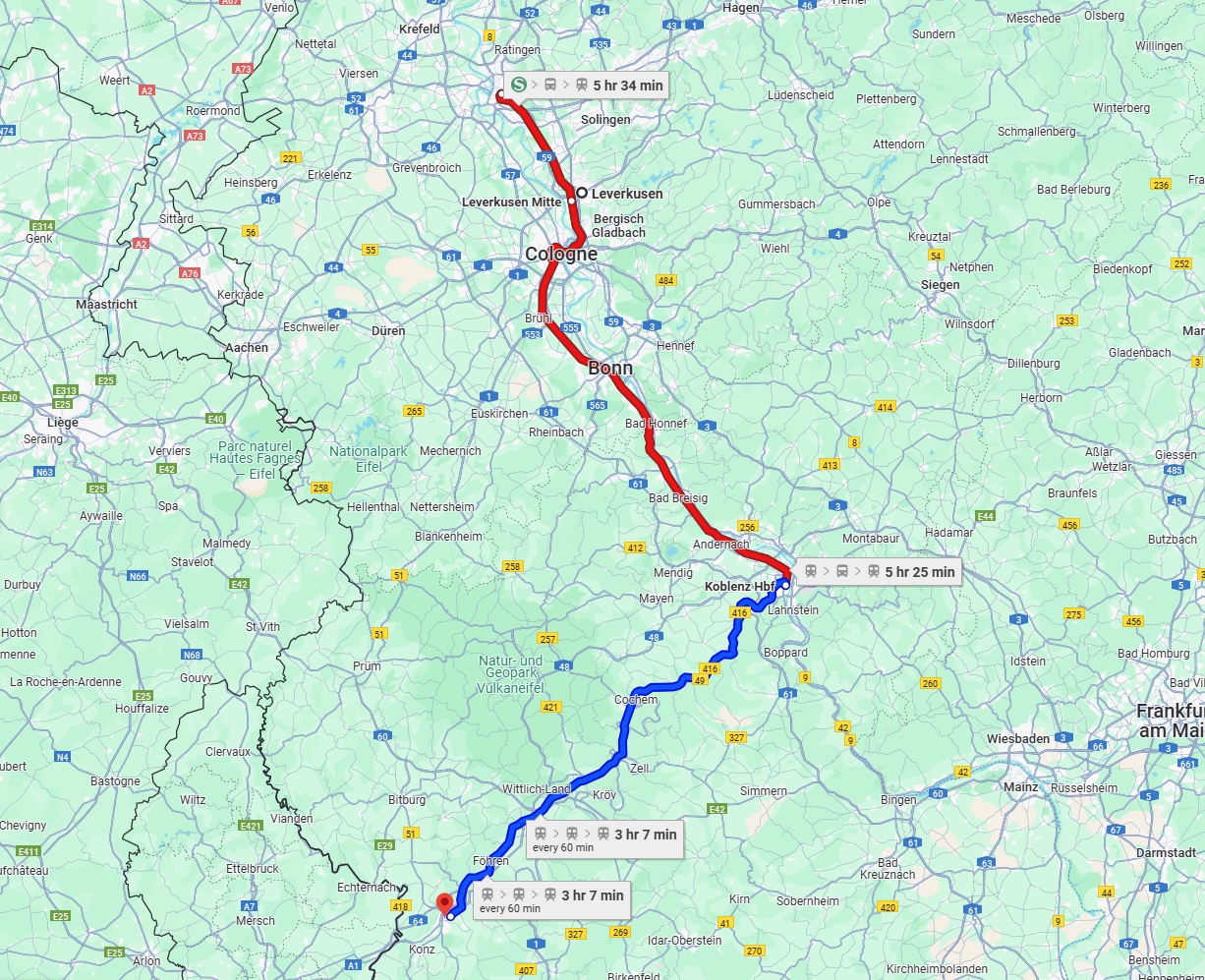 Anreise von Leverkusen Zu Trier Über 