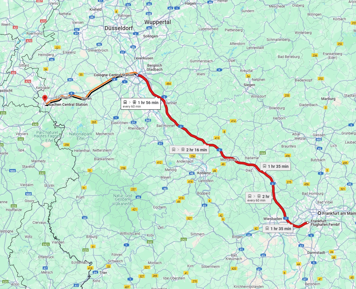 Anreise von Frankfurt am Main Zu Aachen Über 