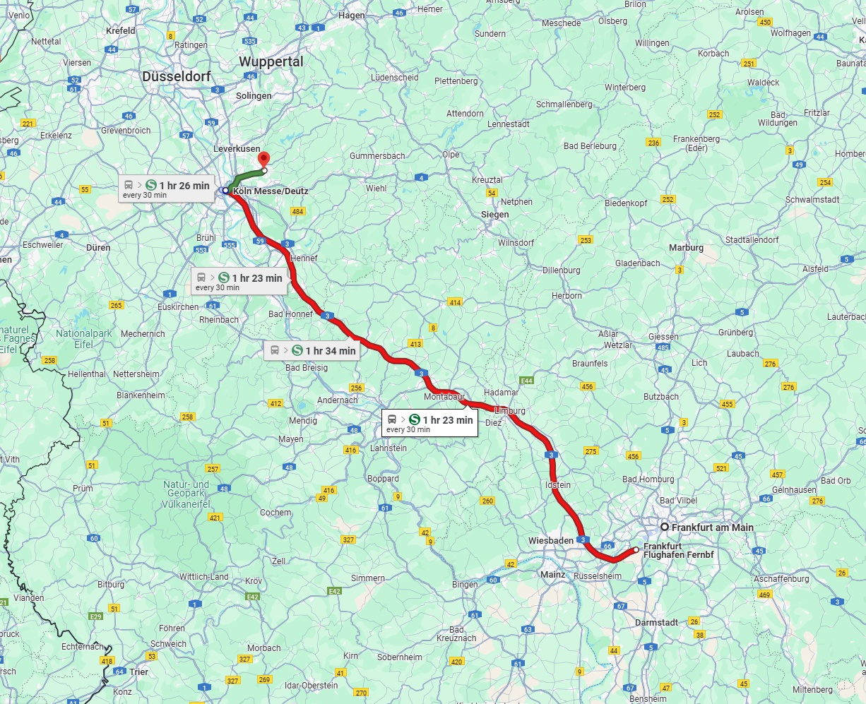 Anreise von Frankfurt am Main Zu Bergisch Gladbach Über 