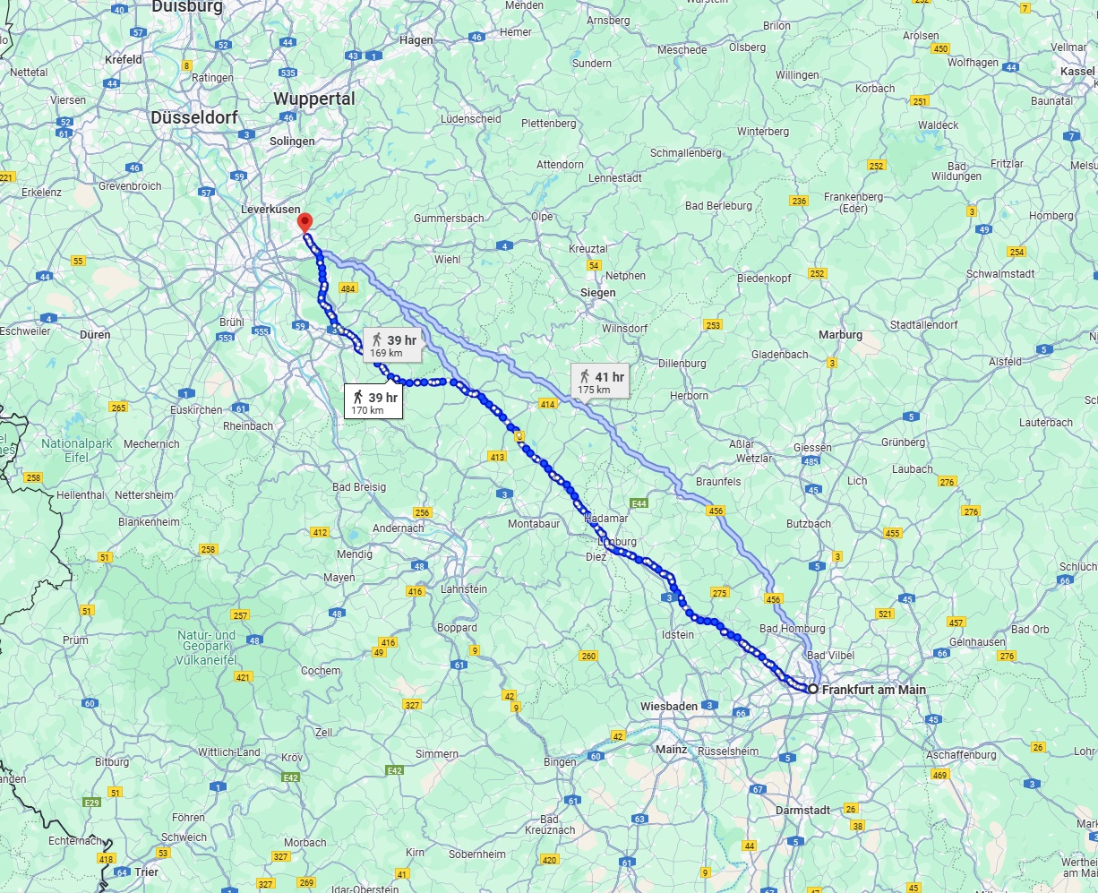 Anreise von Frankfurt am Main Zu Bergisch Gladbach Über 