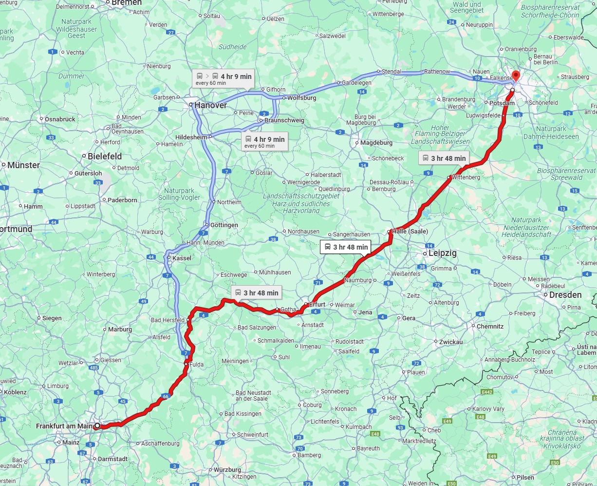 Anreise von Frankfurt am Main Zu Berlin Über 