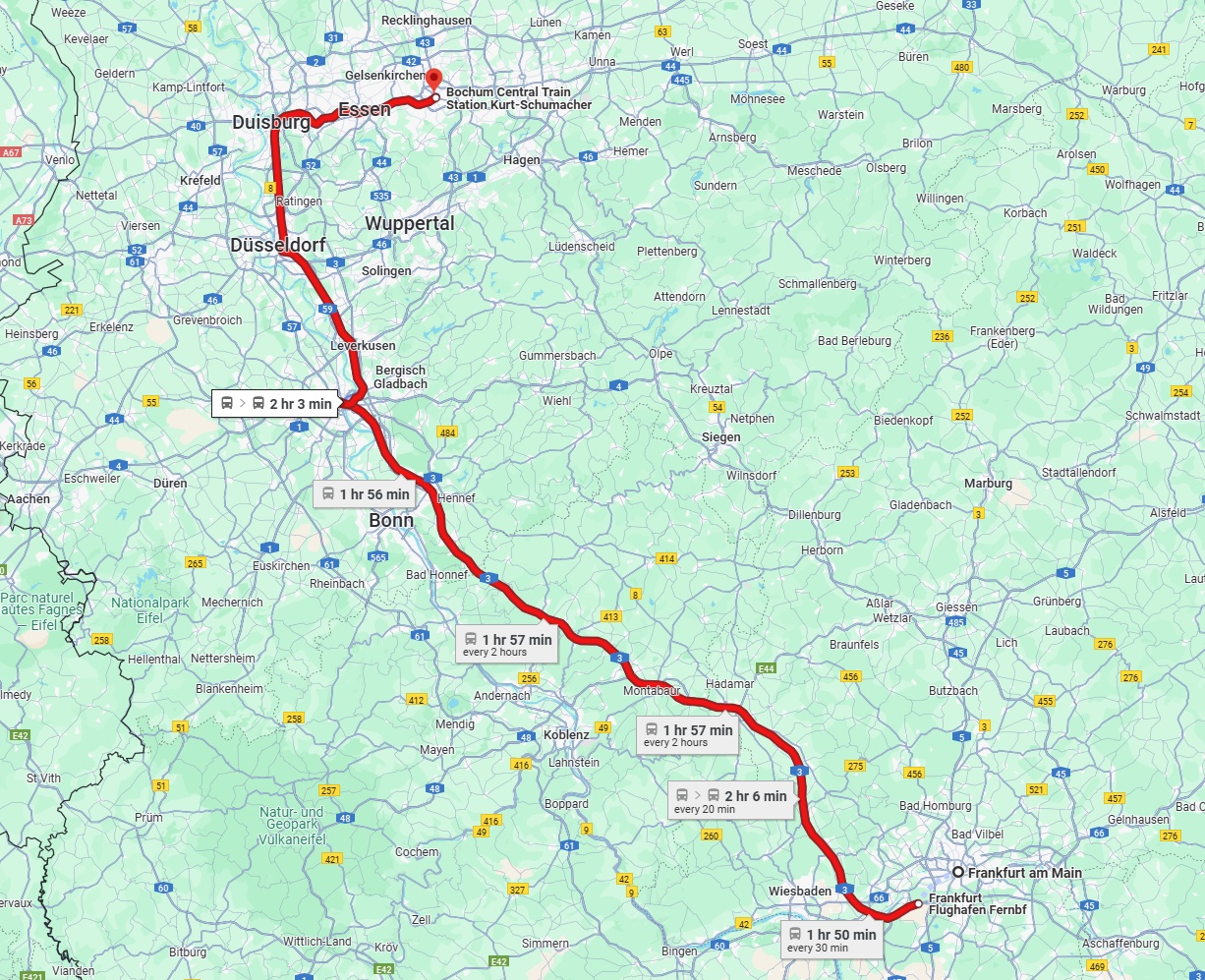 Anreise von Frankfurt am Main Zu Bochum Über 