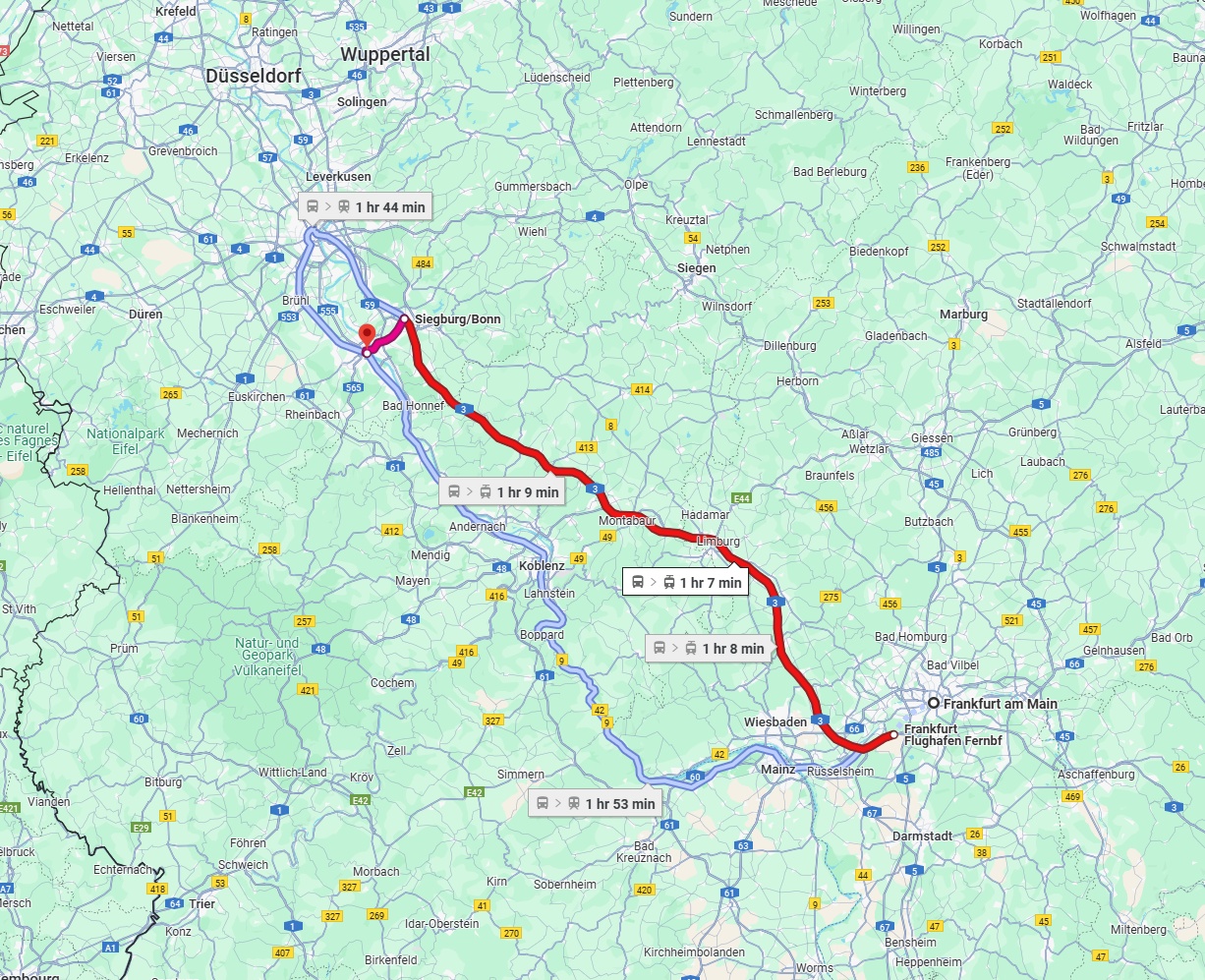 Anreise von Frankfurt am Main Zu Bonn Über 
