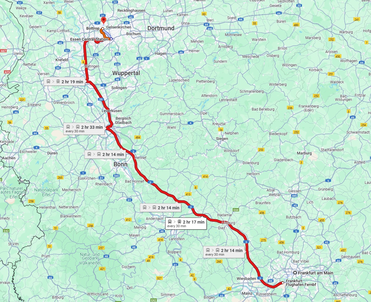 Anreise von Frankfurt am Main Zu Bottrop Über 