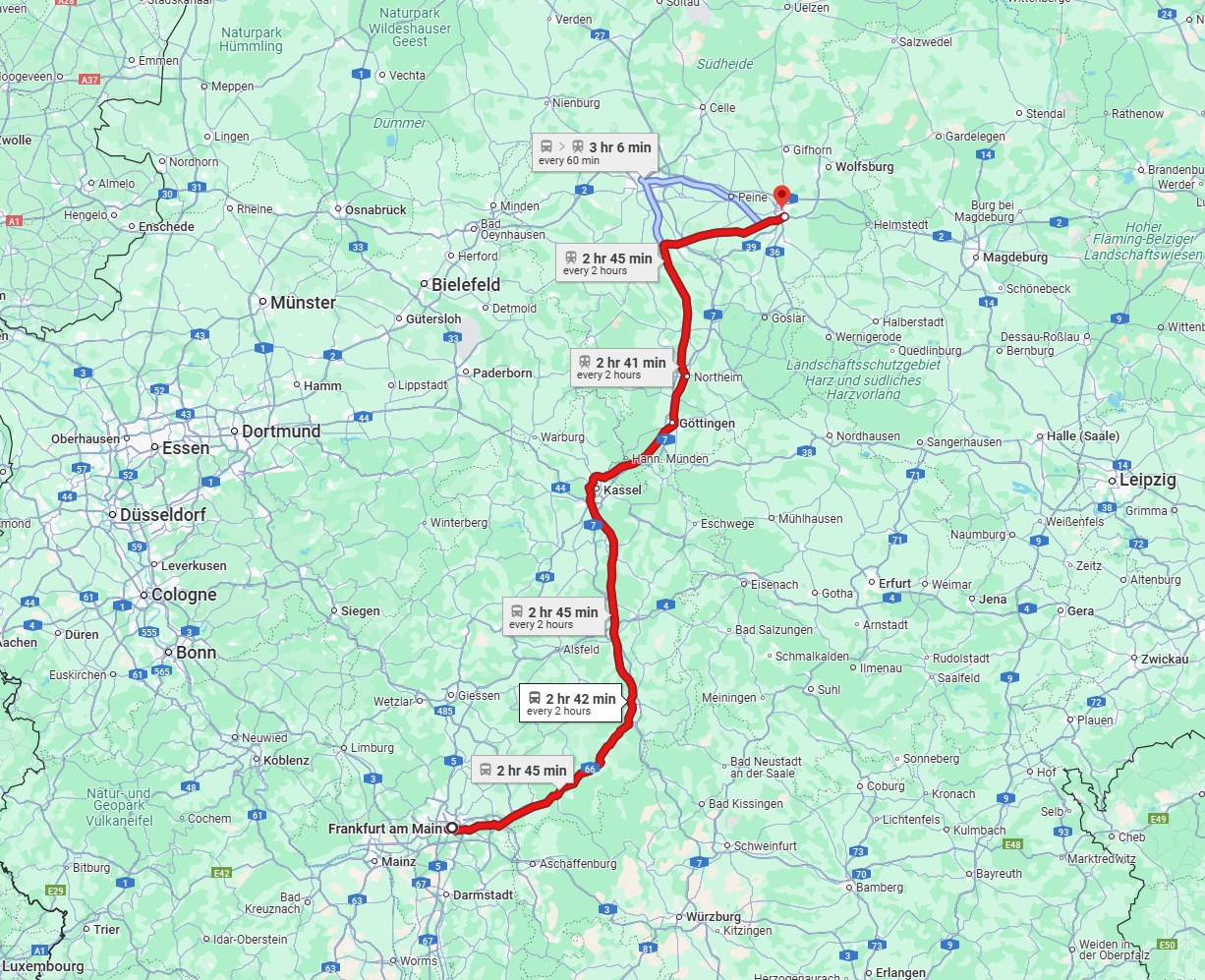 Anreise von Frankfurt am Main Zu Braunschweig Über 