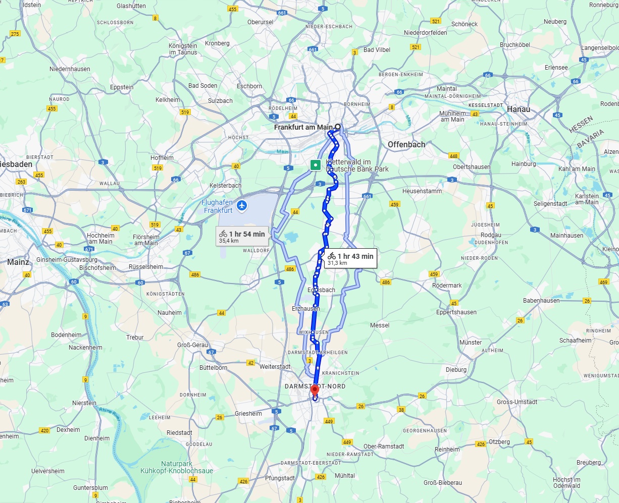 Anreise von Frankfurt am Main Zu Darmstadt Über 